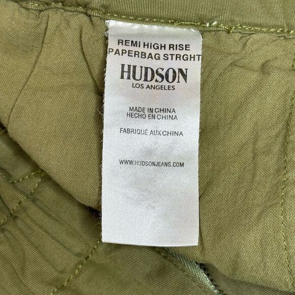 Hudson remi high rise paperbag straight leg pants in olive green size 30 - Picture 11 of 16